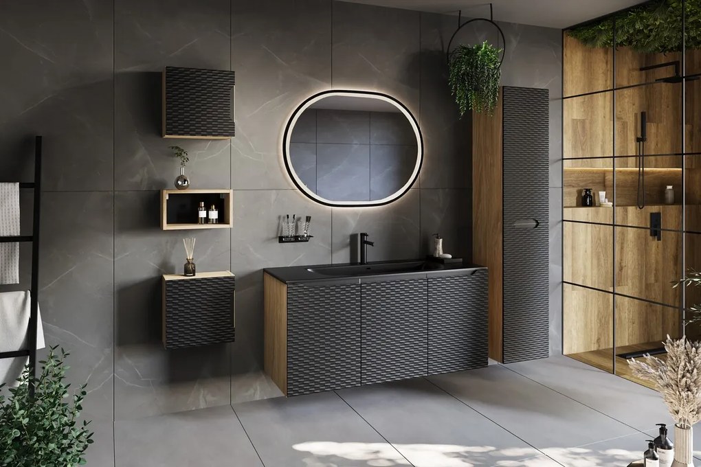 Keramické zápustné umyvadlo Sky1 120 cm DP matné černé