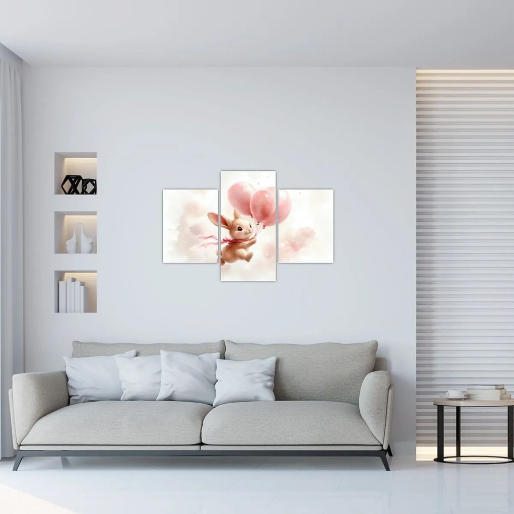 Obraz - Zajačik s balónikmi (90x60 cm)