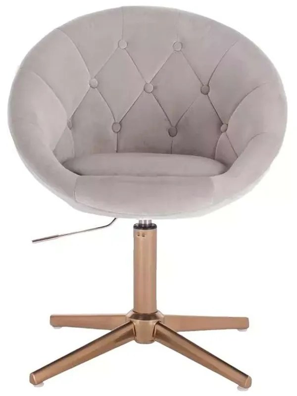 LuxuryForm DESIGN Kreslo VERA VELUR na zlatom kríži - svetlo šedé