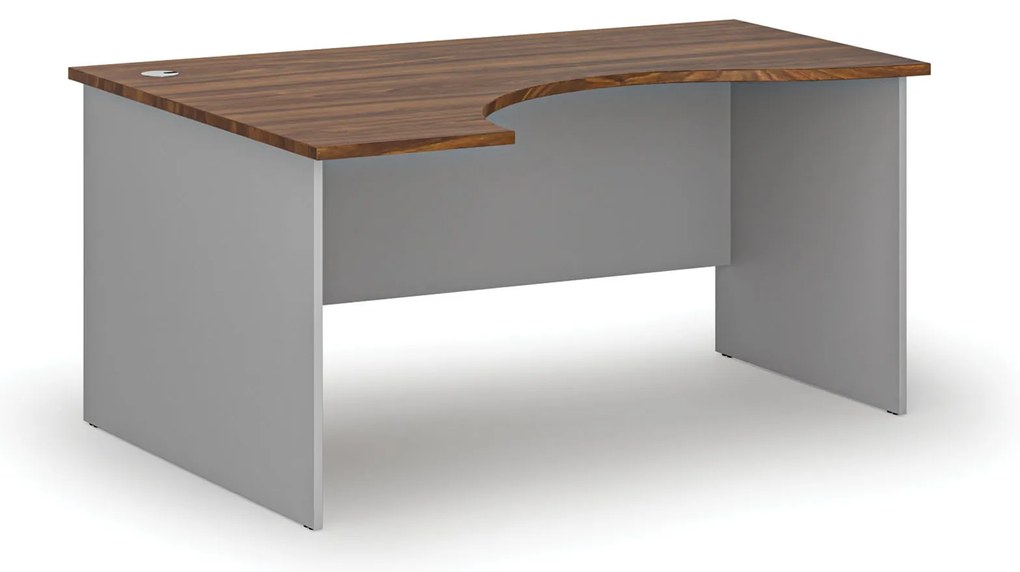 Ergonomický kancelársky písací stôl PRIMO GRAY, 160x120 cm, ľavý, sivá/orech