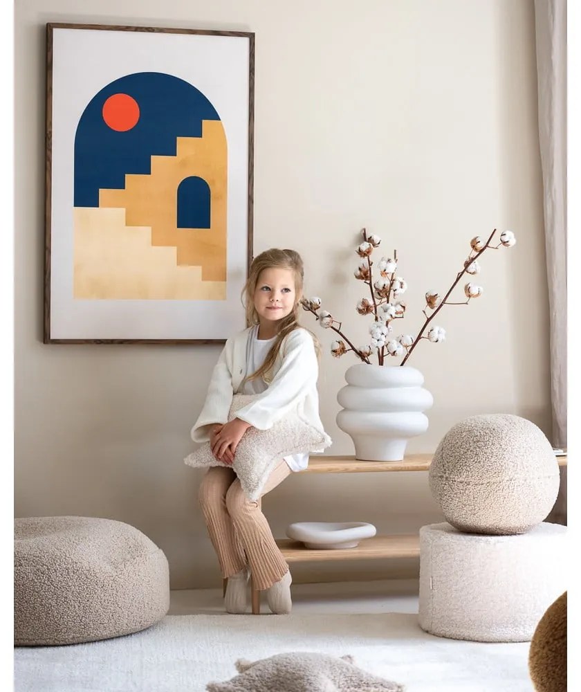 Krémový detský puf z textílie buklé – Wigiwama