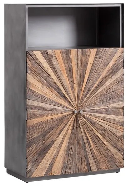 Dizajnová barová skrinka z masívu a kovu Durham Recyklované drevo 90cm