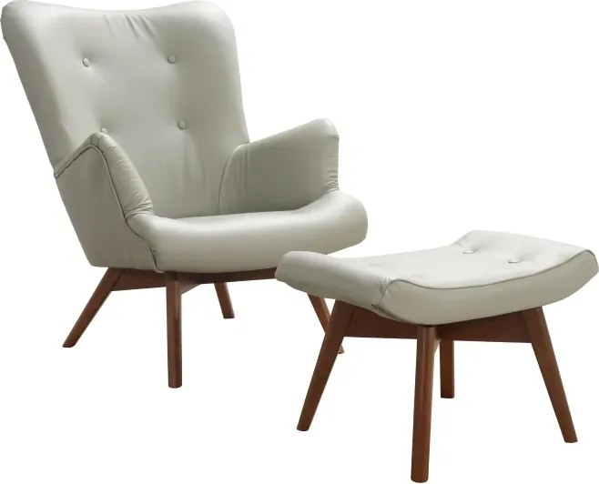 Kreslo Grande LUX s podnožkou, sivá / orech (u-20)