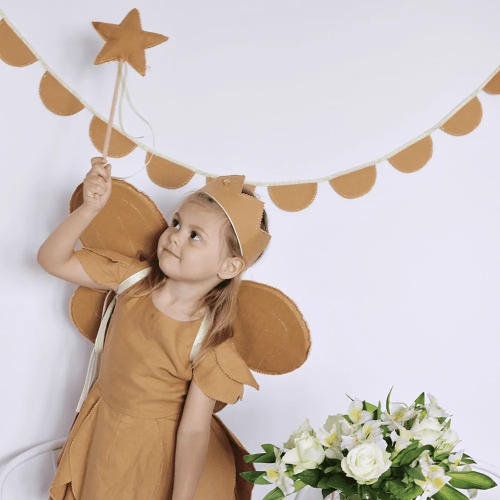 Ľanová kúzelná palička karamelová so zlatom