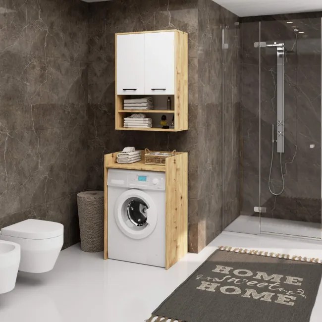 Kúpeľňová skrinka FIN H934 W64 2D 1P dub artisan / biela