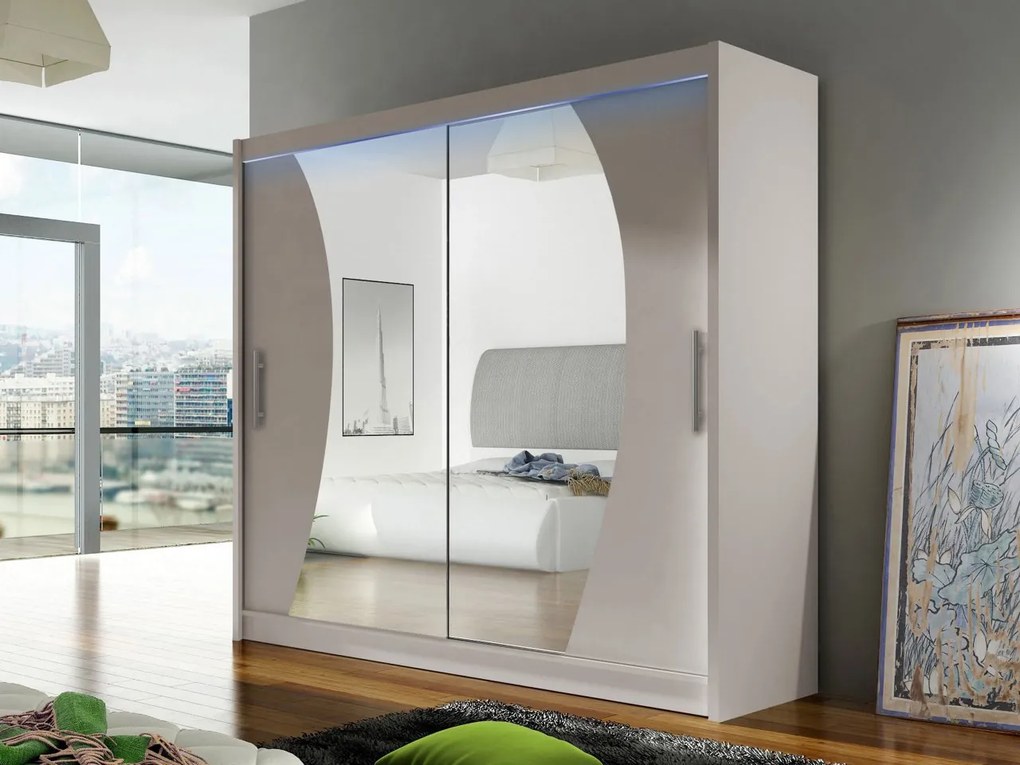 Skriňa London IX, Farby: kašmír, Osvetlenie: osvetlenie LED RGB - farebné