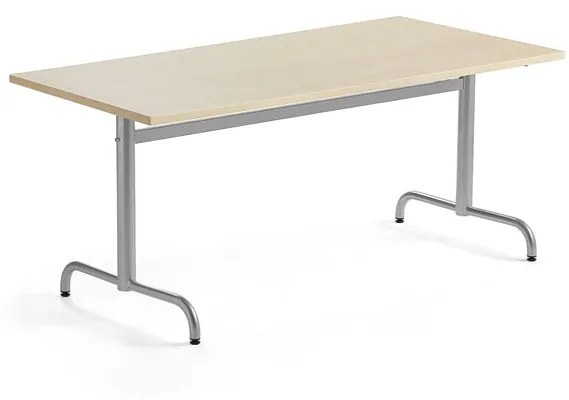 Stôl PLURAL, 1600x800x600 mm, HPL - breza, strieborná