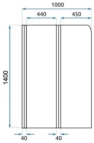 REA-K9777 - Skladacia vaňová zástena AGAT 140x100 cm brúsená zlatá/číra