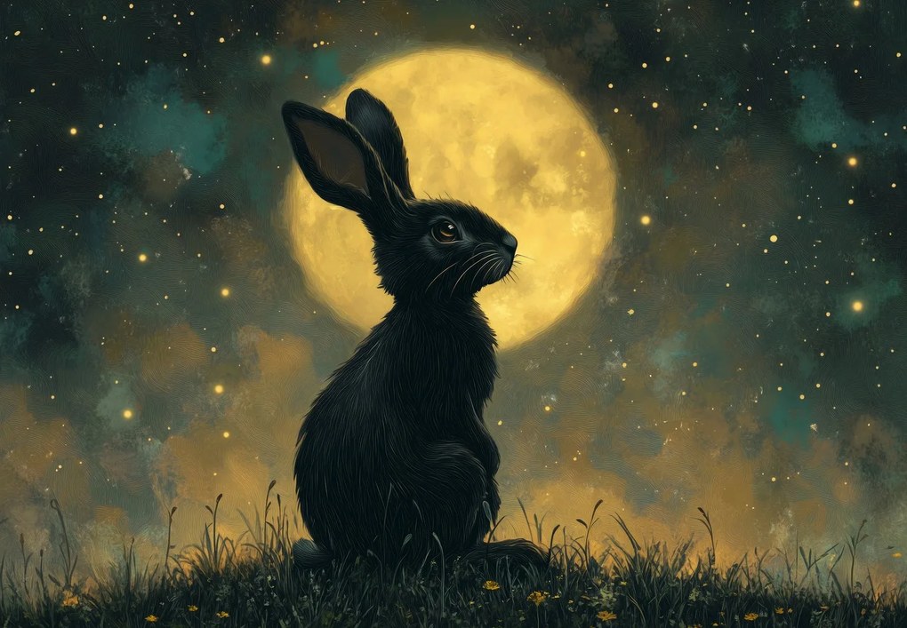 Fototapeta - Zajac s mesiacom (147x102 cm)