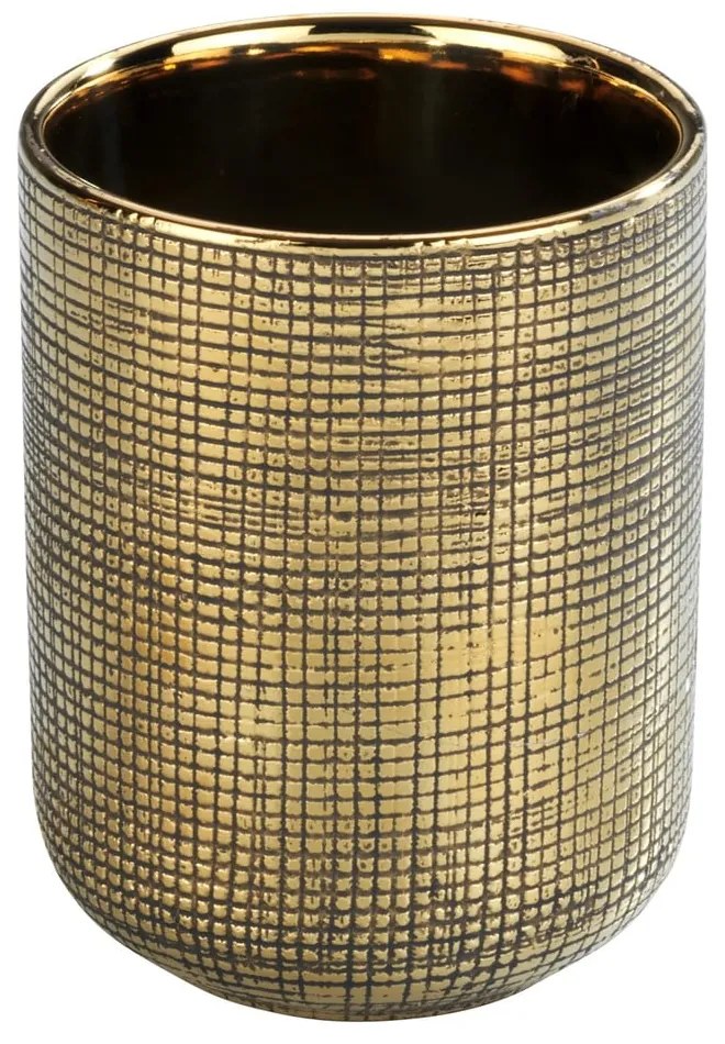 Keramický kelímok na zubné kefky v zlatej farbe Rivara – Wenko