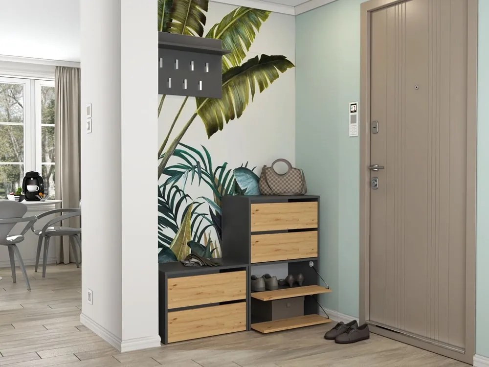 Botník MODO 88 cm antracit/dub remeselný