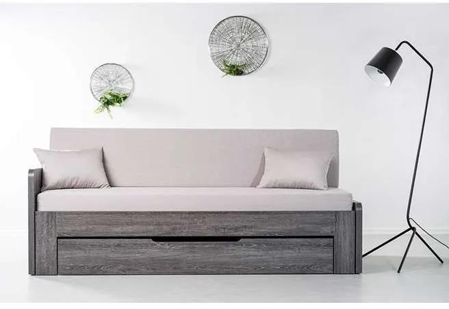 Ahorn DUOVITA 90 x 200 lamela - rozkladacia posteľ a sedačka 90 x 200 cm ľavá - dub svetlý / hnedý / agát, lamino