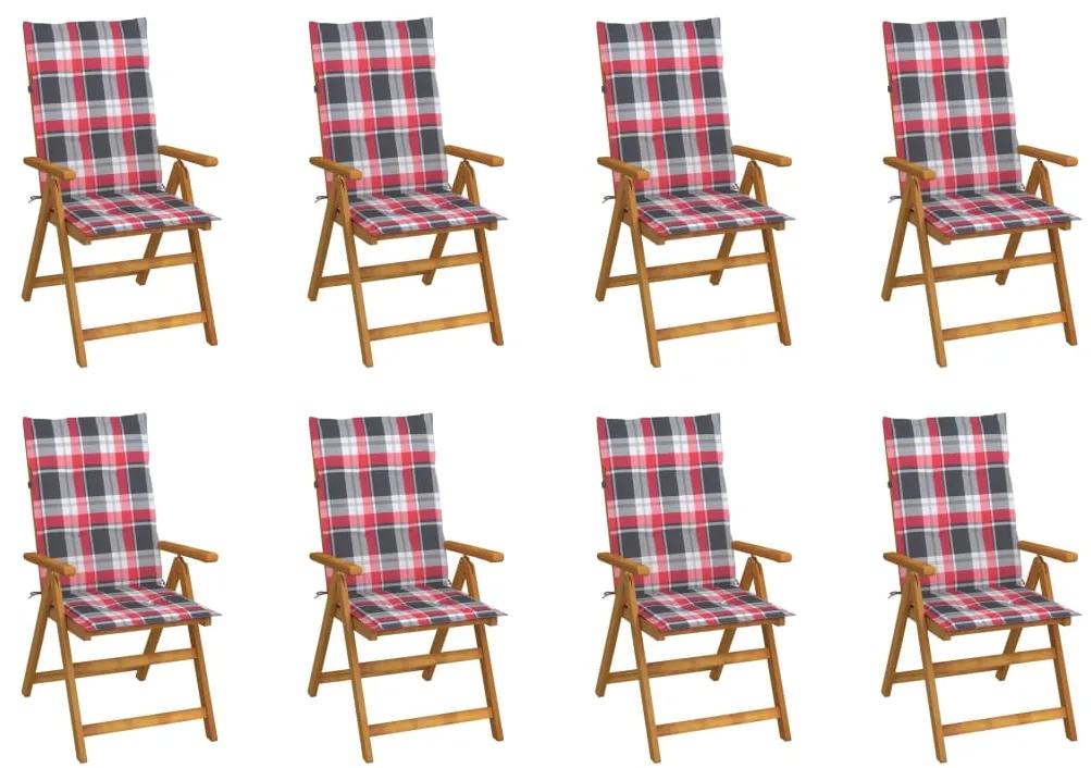 Skladacie záhradné stoličky s podložkami 8 ks akáciový masív 3075067
