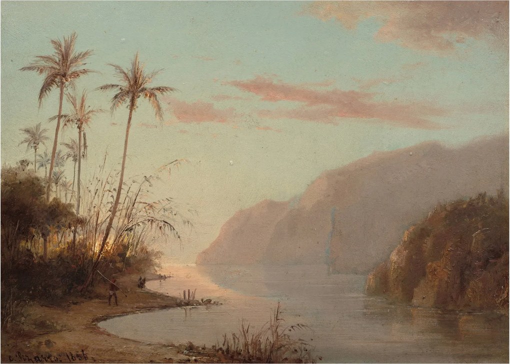 Sklenený obraz - Camille Pissarro, A creek in st. Thomas (Virgin Islands), reprodukcia (70x50 cm)