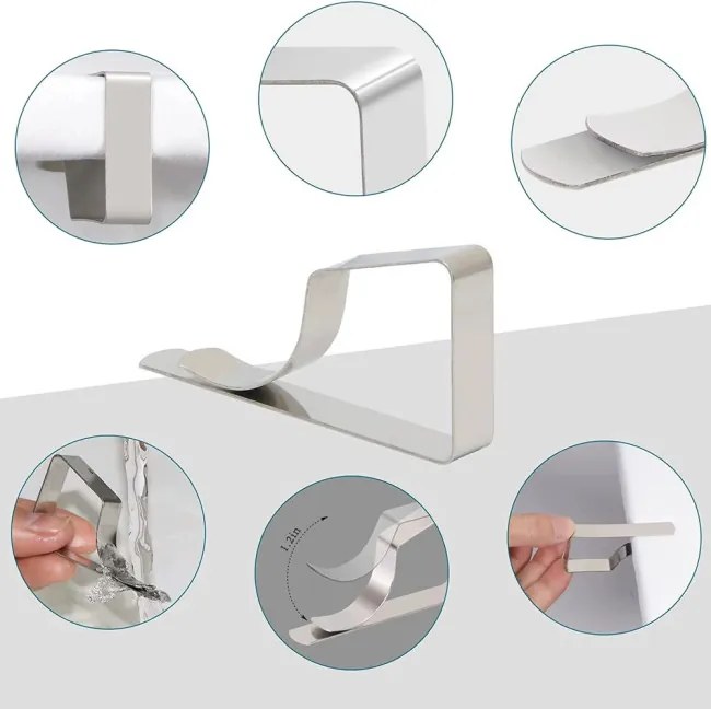 Kovové úchyty na obrus strieborné (8 ks)