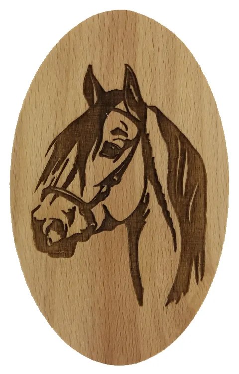AMADEA Drevená krabička oválna kôň, masívne drevo, 10 cm, český výrobok