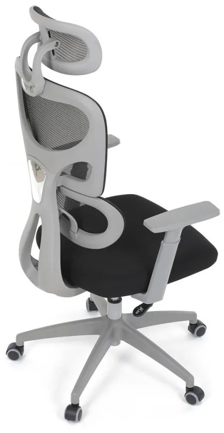 Kancelárska ergonomická stolička GRANT II — sieť, látka, sivá/čierna