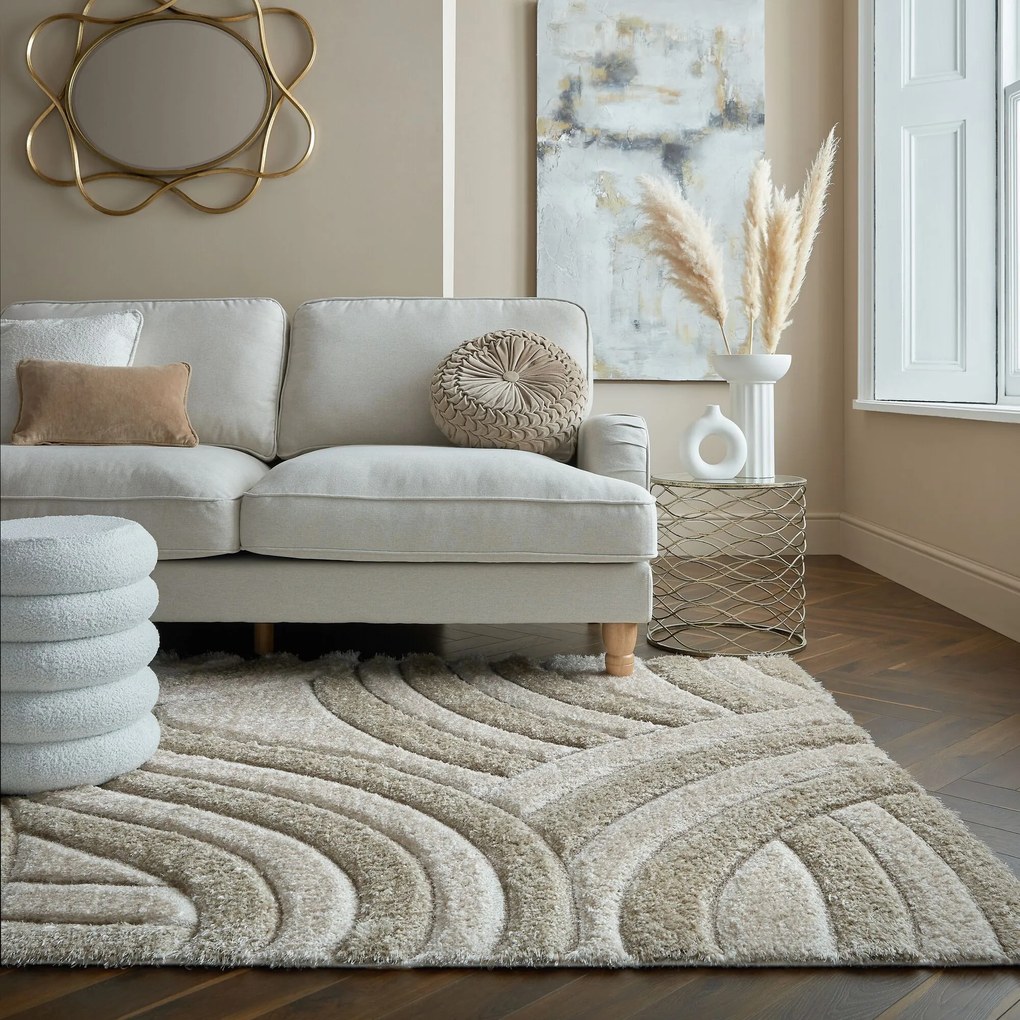 Flair Rugs, Kusový koberec Indulgence Velvet Carved Natural, 80x150, béžová, obývacia izba