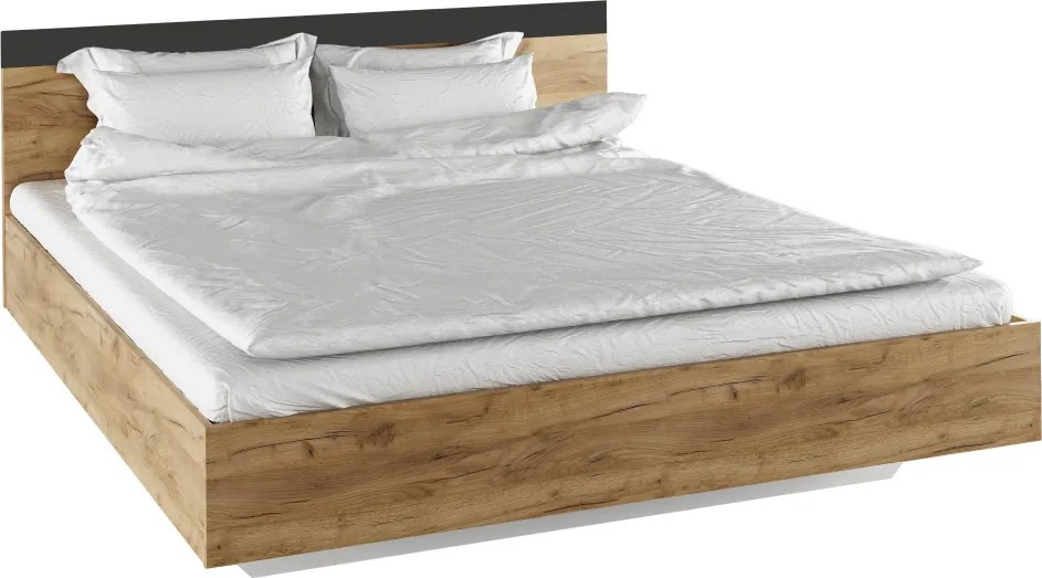 Manželská posteľ, 180x200, dub artisan/antracit, GABRIELA
