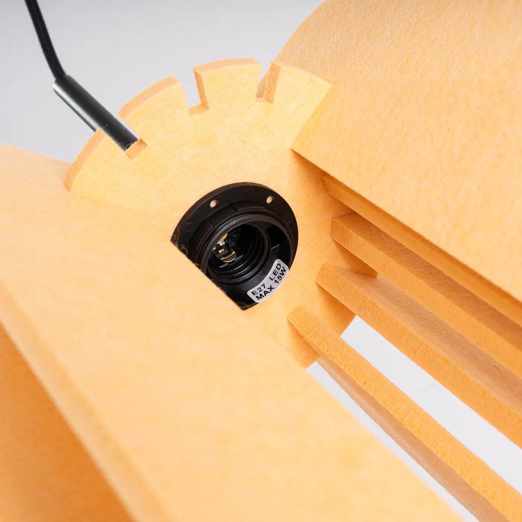 Závesné svietidlo Mula, 1x žlté plstené tienidlo, (fi 27cm)