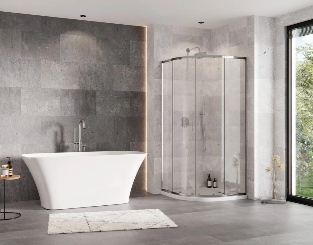Besco Štvrťkruhový sprchovací kút ZARYA CHROM HR 80x80 (90x90) + vanička AXIM biela BESCO-Rozmery: 90x90