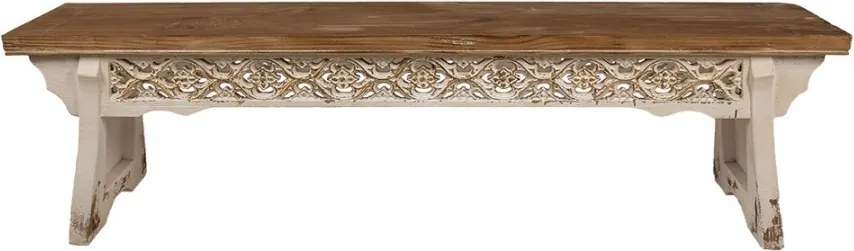 Béžovo-hnedá drevená lavica Brocante wood - 169*36*46 cm