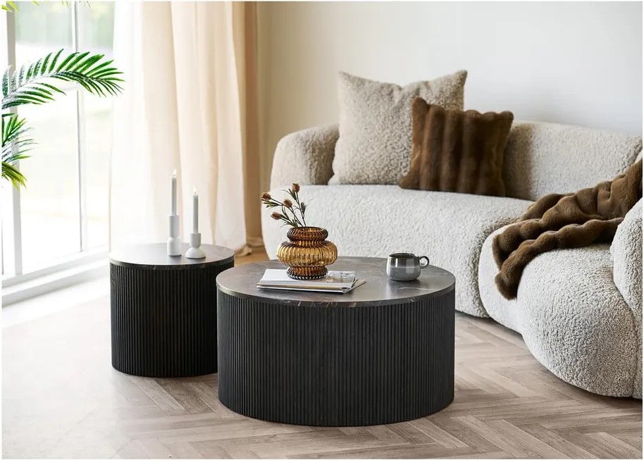 Okrúhly odkladací stolík s doskou v dekore mramoru ø 45 cm Rota – House Nordic