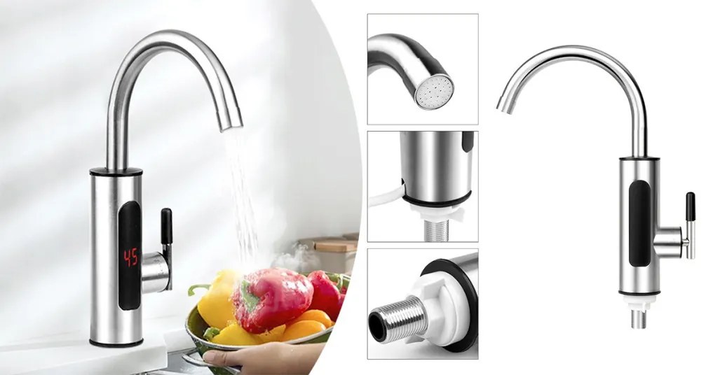 Elektrická vodovodná batéria s ohrievačom vody a spodným pripojením