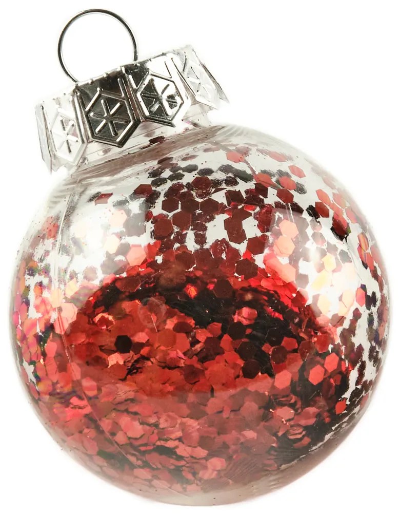 DECOLED Sada ozdob, prům. 6 cm, červená