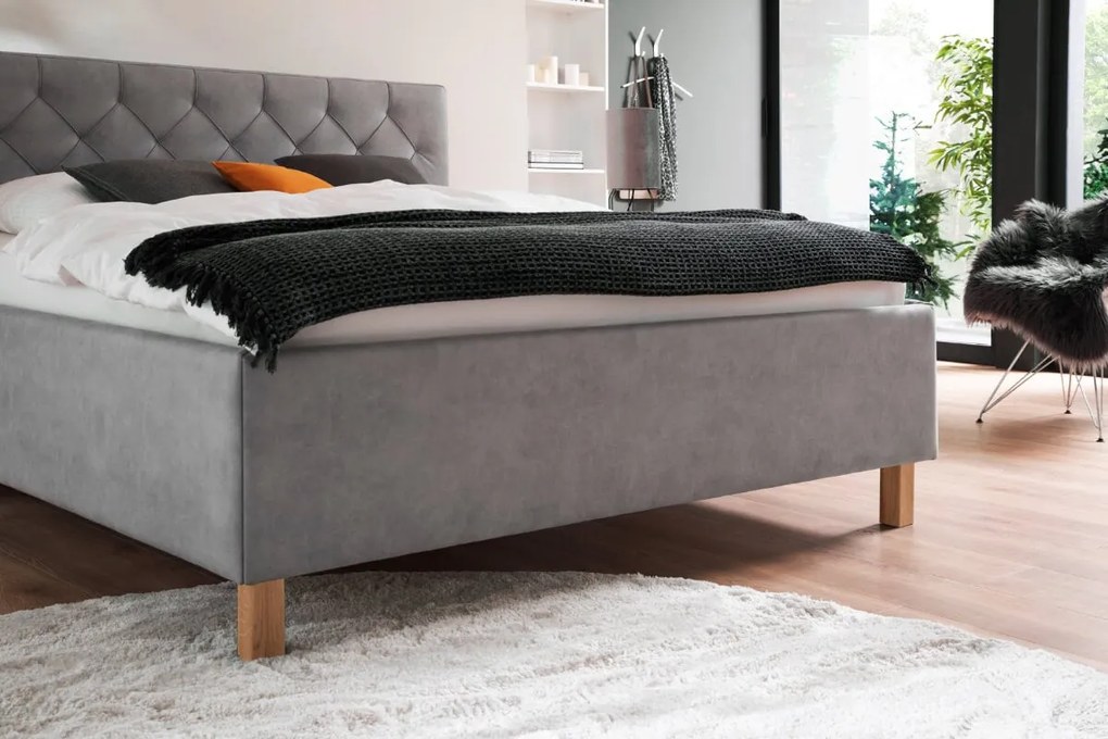 Čalúnená posteľ kartika s úložným priestorom 180 x 200 cm svetlo sivá MUZZA