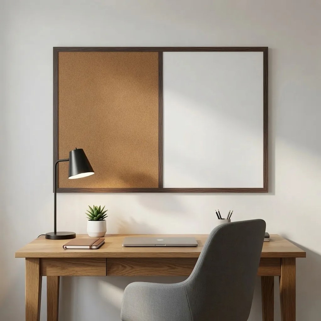 Toptabule.sk  Kombinovaná tabuľa biela v drevenom ráme NATURE LINE Palisander 60x40 cm
