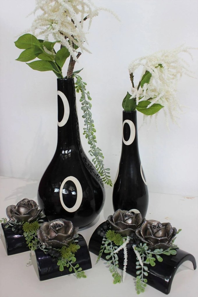Čierny kvetináč BLACK&WHITE 19cm