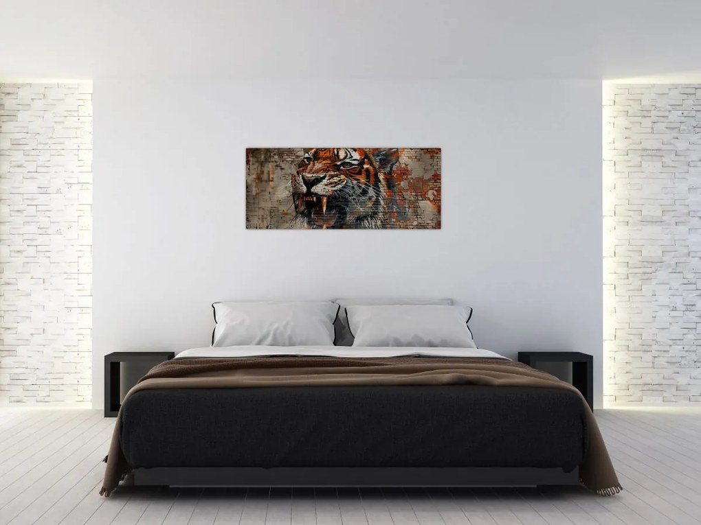 Obraz - Tiger z tehál (120x50 cm)
