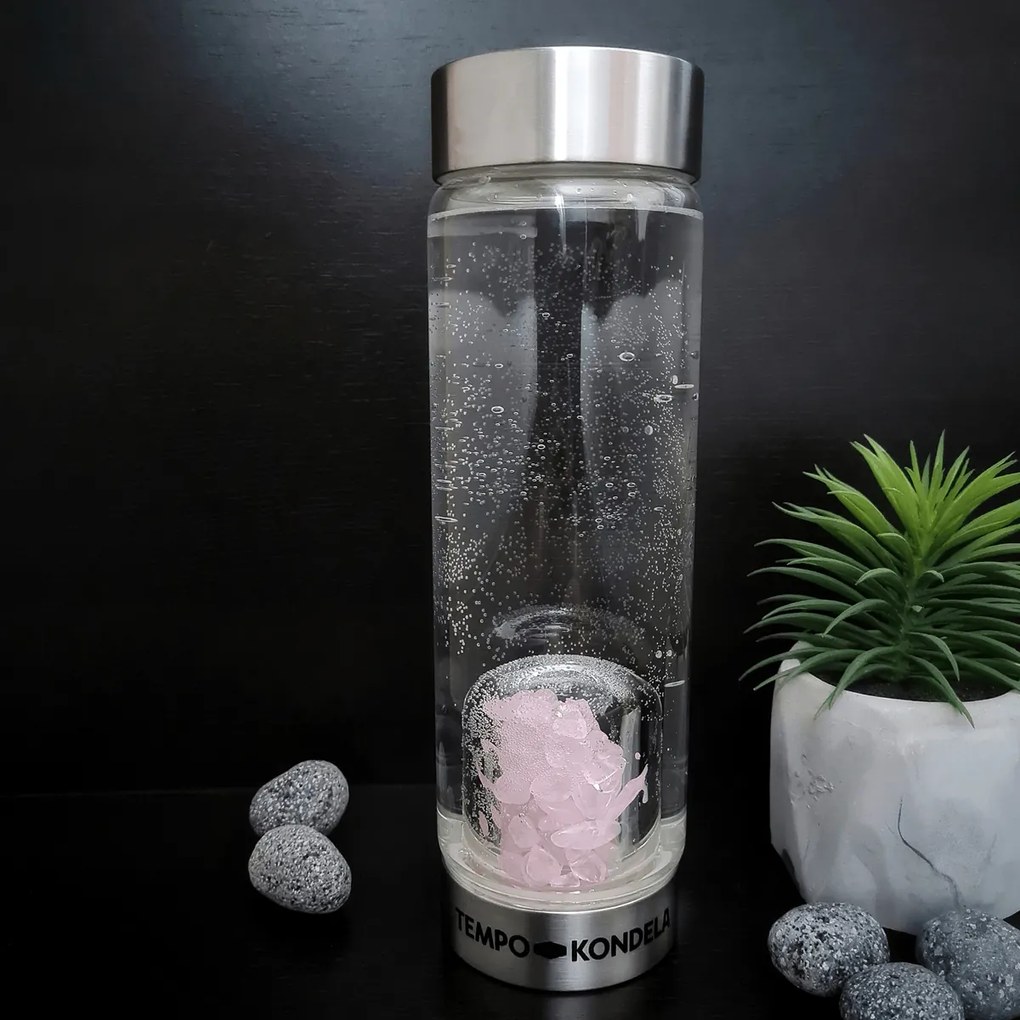 Sklenená fľaša s ruženínom Crystal 500 ml - priehľadná