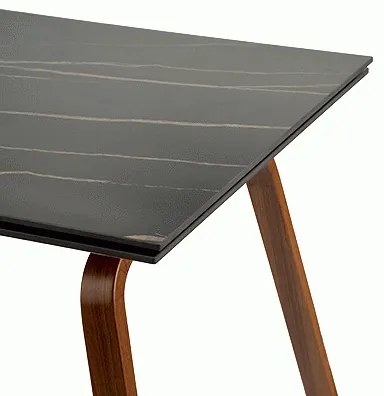Jídelní rozkládací stůl LOZANO 140/200 cm černý mramor/ořech