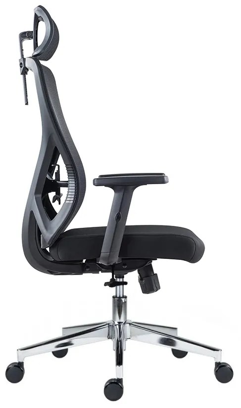 Kancelárska ergonomická stolička Neoseat FLEX PRO — sieť / látka, čierna, nosnosť 150 kg