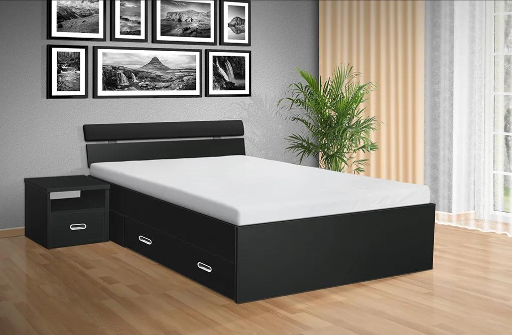 Nabytekmorava Drevená posteľ RAMI -M 160x200 cm dekor lamina: Antracit, matrac: MATRACE 19cm, ORTHOPEDY MAXI