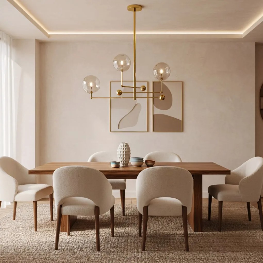 Toolight Toolight, Závesná lampa sklenené gule 3 ks APP918-3CP, zlatá, OSW-03230