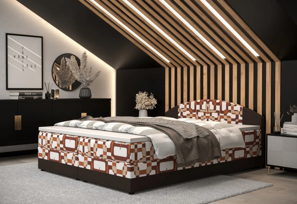 Čalouněná postel boxspring ORAN - damir 3/rainbow 83 / 180x200