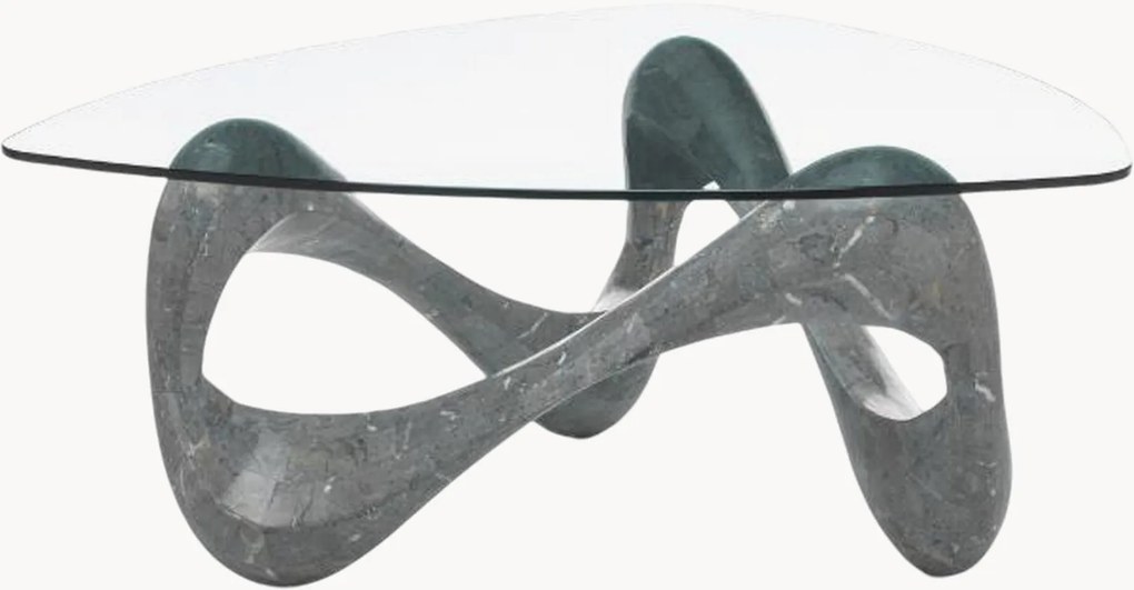 Ručne vyrobený konferenčný stolík so sklenenou doskou Stone Decor
