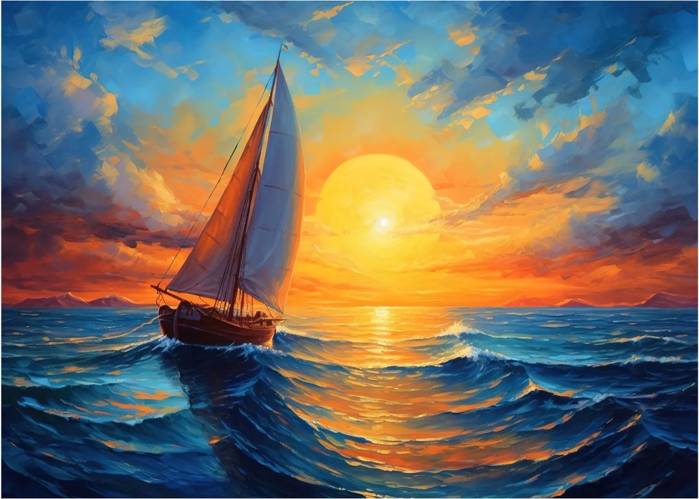 Sklenený obraz - Plachetnica (70x50 cm)