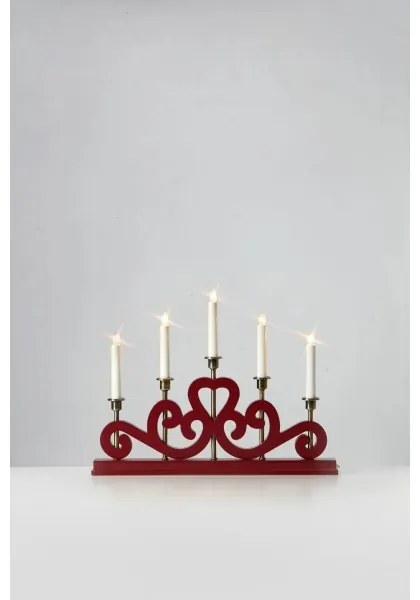 Markslöjd 706211 - Vianočný svietnik ENEBY 5xE10/3W/230V červená/mosadz