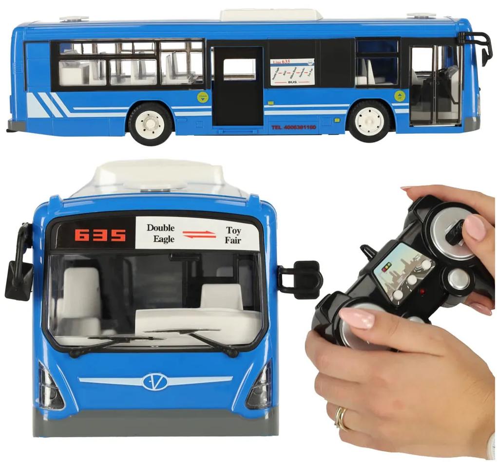 KIK RC autobus na diaľkové ovládanie s dverami modrý