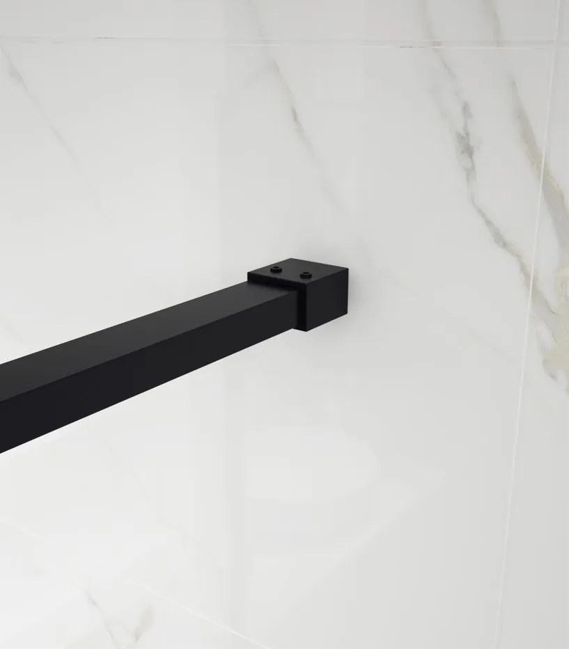 Erga Paris, sprchová zástena Walk-In 100x200 cm v čiernom ráme, 8mm číre sklo, čierny profil, ERG-V02-PARIS-100x200-BF