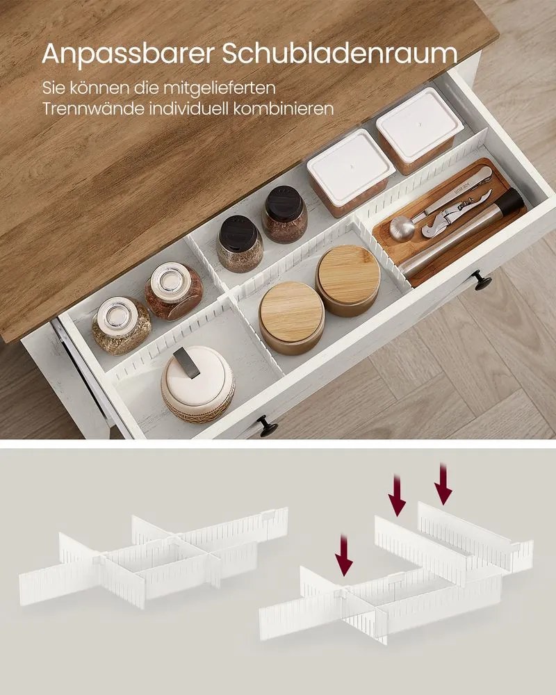 Kuchynská skrinka VASAGLE so zásuvkami a dvierkami BBK341W01