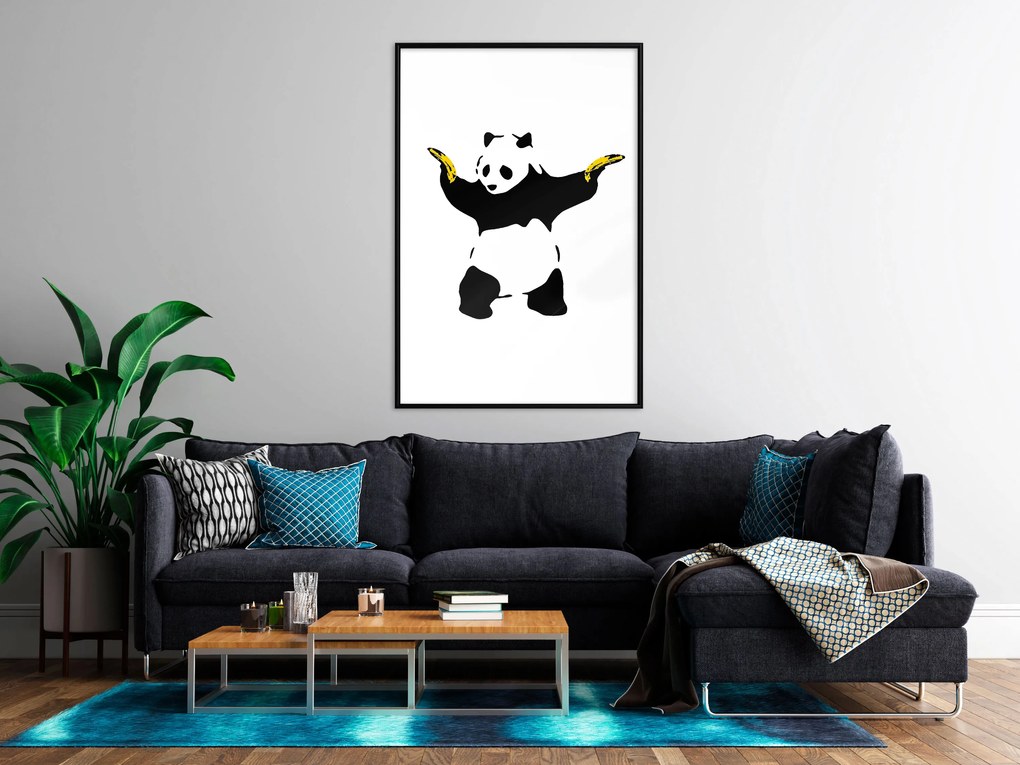 Artgeist Plagát - Panda with Guns [Poster] Veľkosť: 40x60, Verzia: Čierny rám s passe-partout