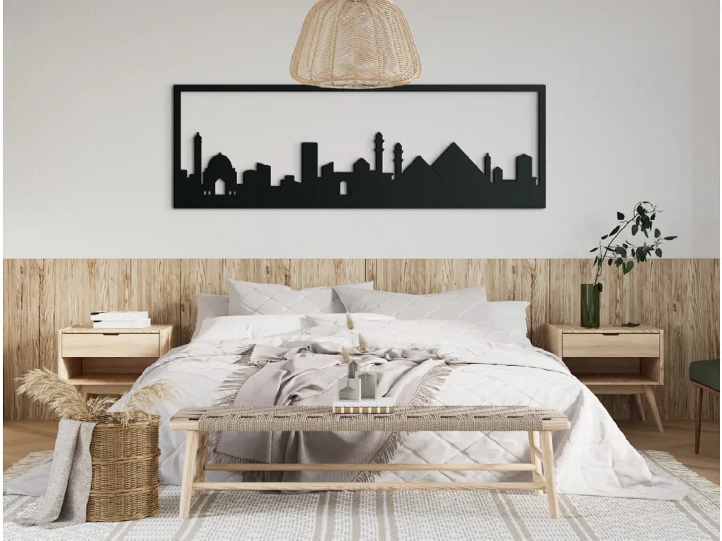 drevko Obraz Káhira panoráma Rozmer obrazu: 29,5 x 89 cm, Farba dekorácie: Čierna