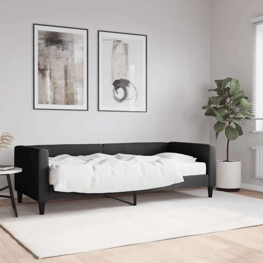 Denná posteľ s matracom čierna 80x200 cm látka 3196557