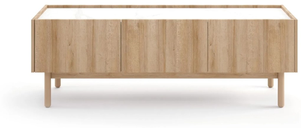 TV stolík Boho La 144 cm dub riviera/biely mramor
