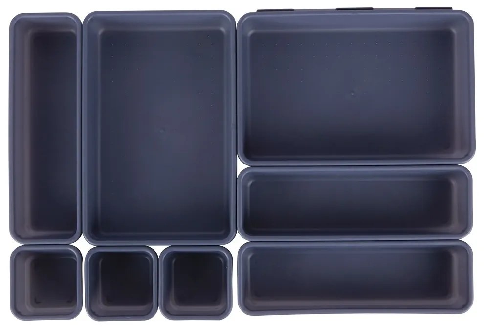 VILDE Súprava 8 kusov organizérov do zásuvky, antracitová, MODULAR 31 cm x 46 cm x 4,5 cm